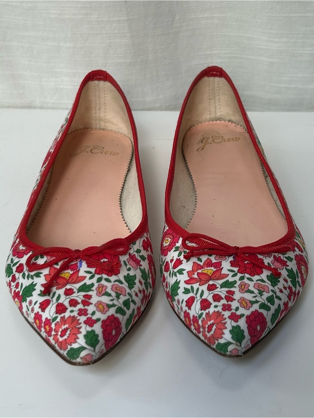 J.Crew Gemma Ballet Flats in Floral Cloth - White with Red - Picture 8 of 10
